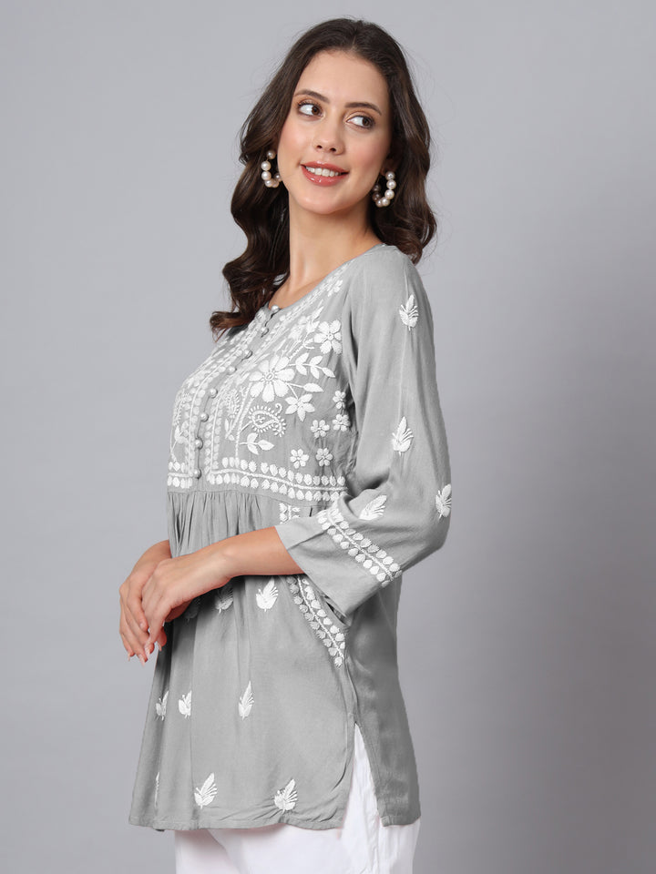 Women Hand Embroidered Rayon Chikankari Kurti PC3696