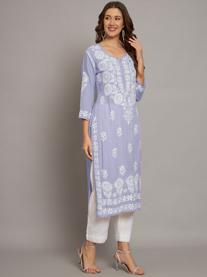Women Hand Embroidered Chikankari Modal Straight Kurta- PC3658 Mauve