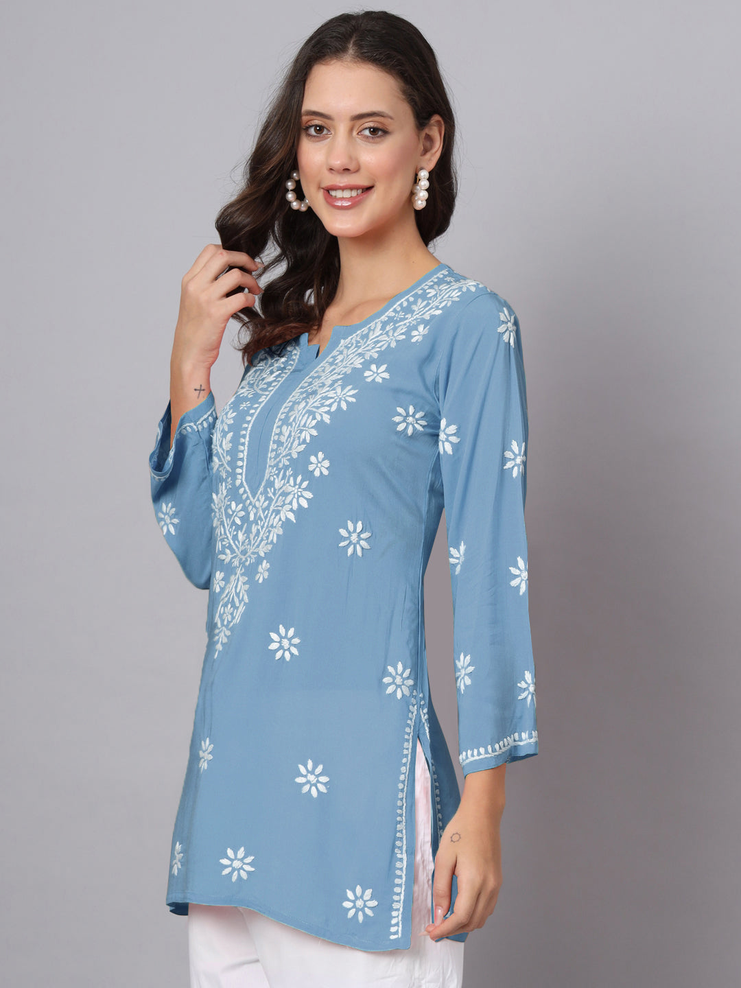 Women Hand Embroidered Chikankari Modal Kurti PC3611