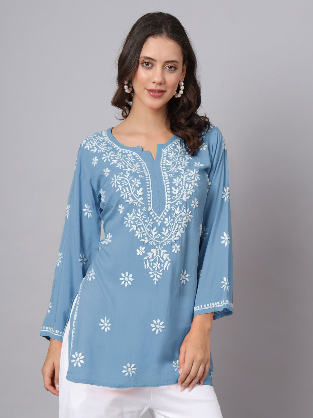 Women Hand Embroidered Chikankari Modal Kurti PC3611