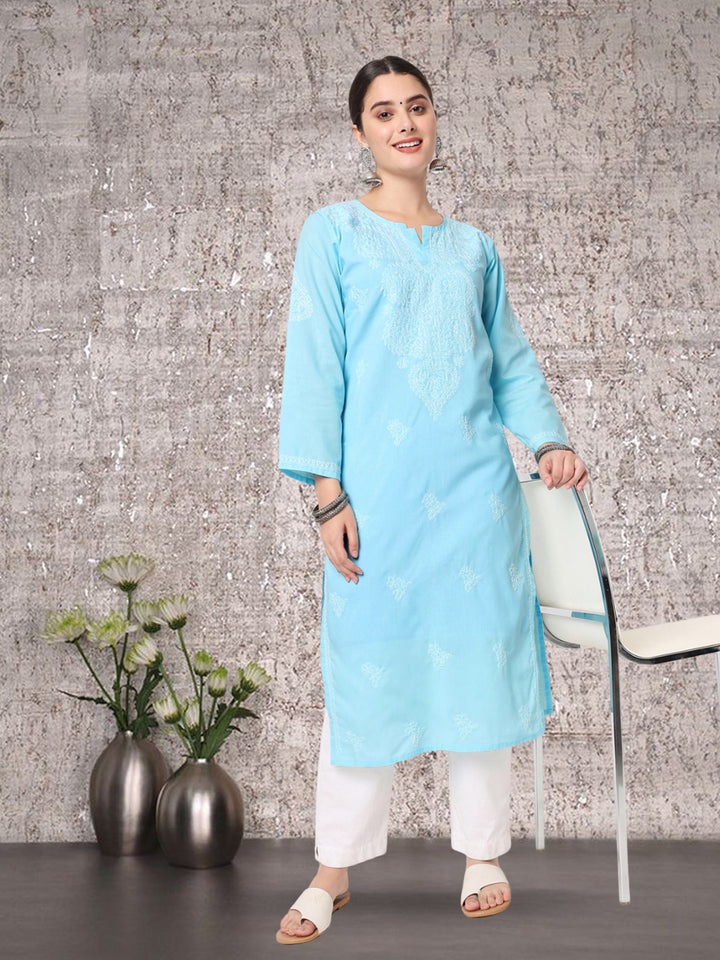 Women Chikankari Embroidered Cotton Chikankari Kurta PC3578