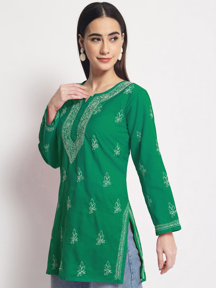 Women Hand Embroidered Chikankari Cotton Kurti PC3602