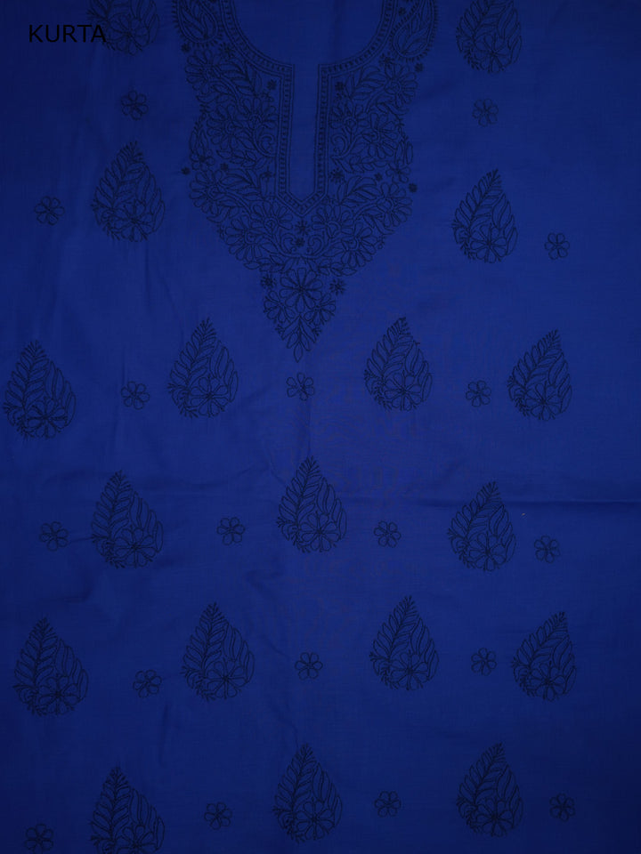 Women Hand Embroidered Chikankari Cotton Dressmaterial PCSCU00406FS-ROYALBLUE