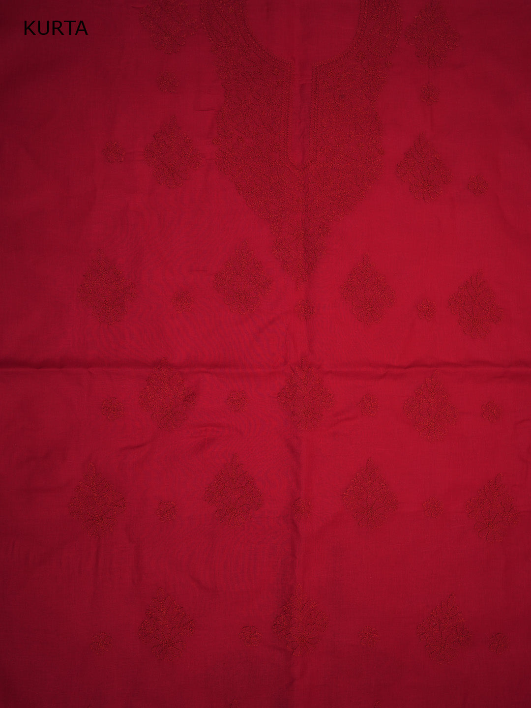 Women Hand Embroidered Cotton Chikankari Dress MaterialPCSCU00406FS-TOMATORED
