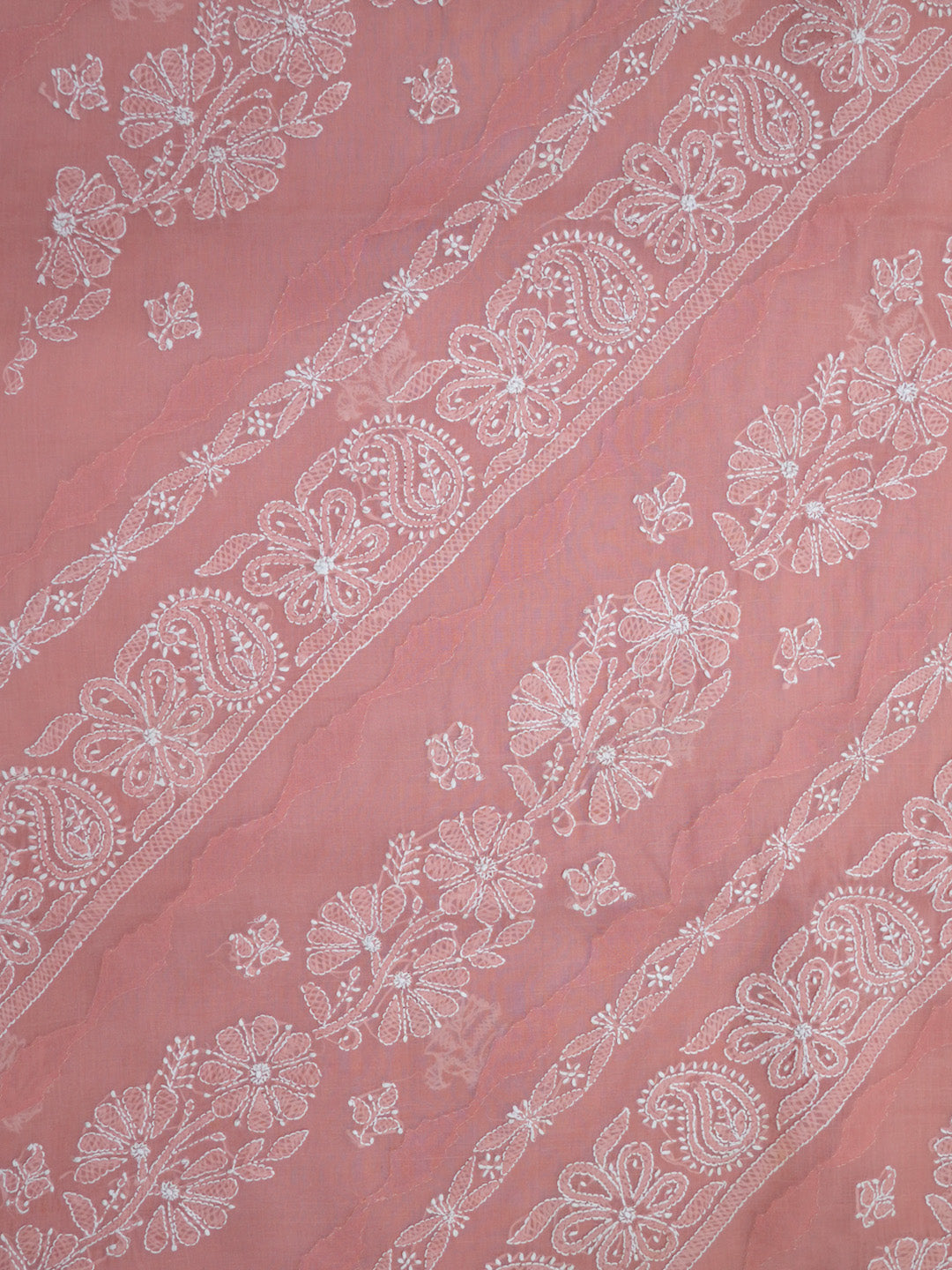 women hand embroidered chikankari cotton dressmaterial PC4120-DARKPEACH22