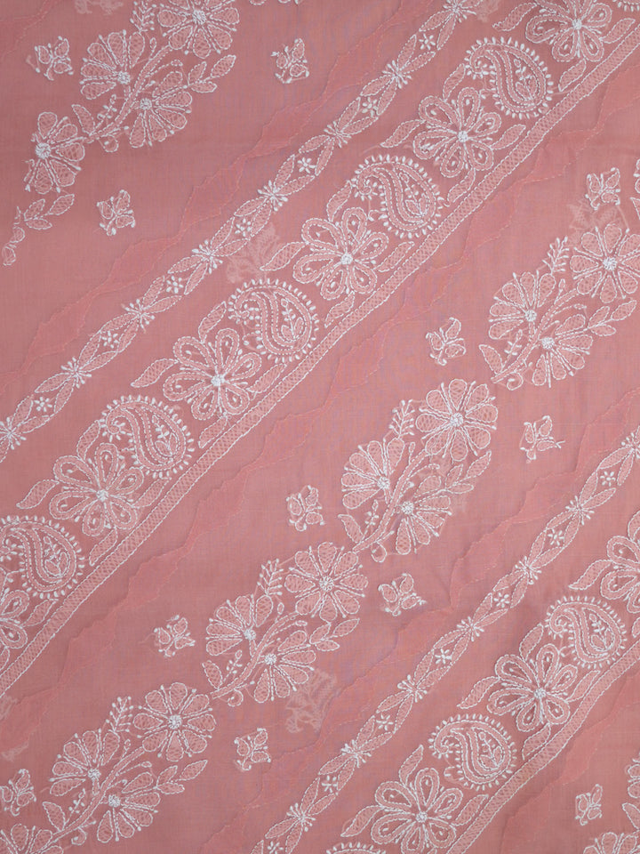 women hand embroidered chikankari cotton dressmaterial PC4120-DARKPEACH22