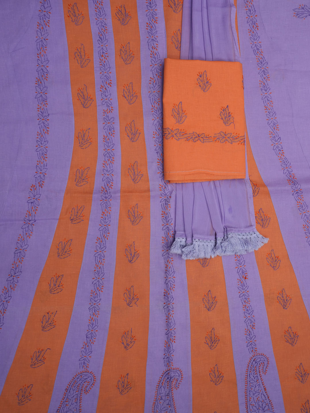 women hand embroidered chikankari cotton dressmaterial PC4120-MAUVE1