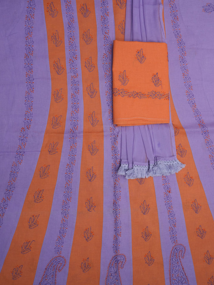 women hand embroidered chikankari cotton dressmaterial PC4120-MAUVE1