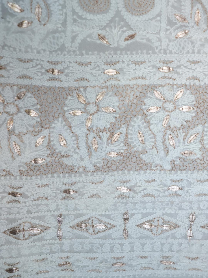Women Hand Embroidered Chikankari Viscose Georgette Dressmaterial PC4124-WHITE8