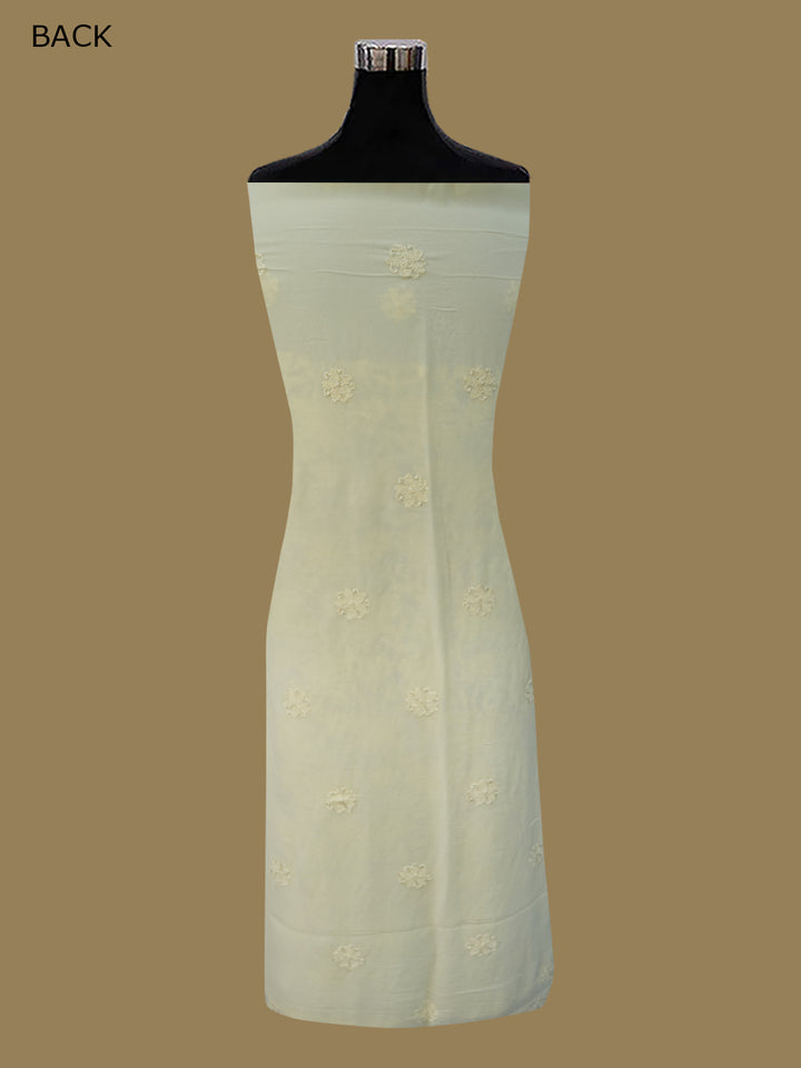 Women Hand Embroidered Chikankari Viscose Georgette Kurta Fabric PC4122-LEMON