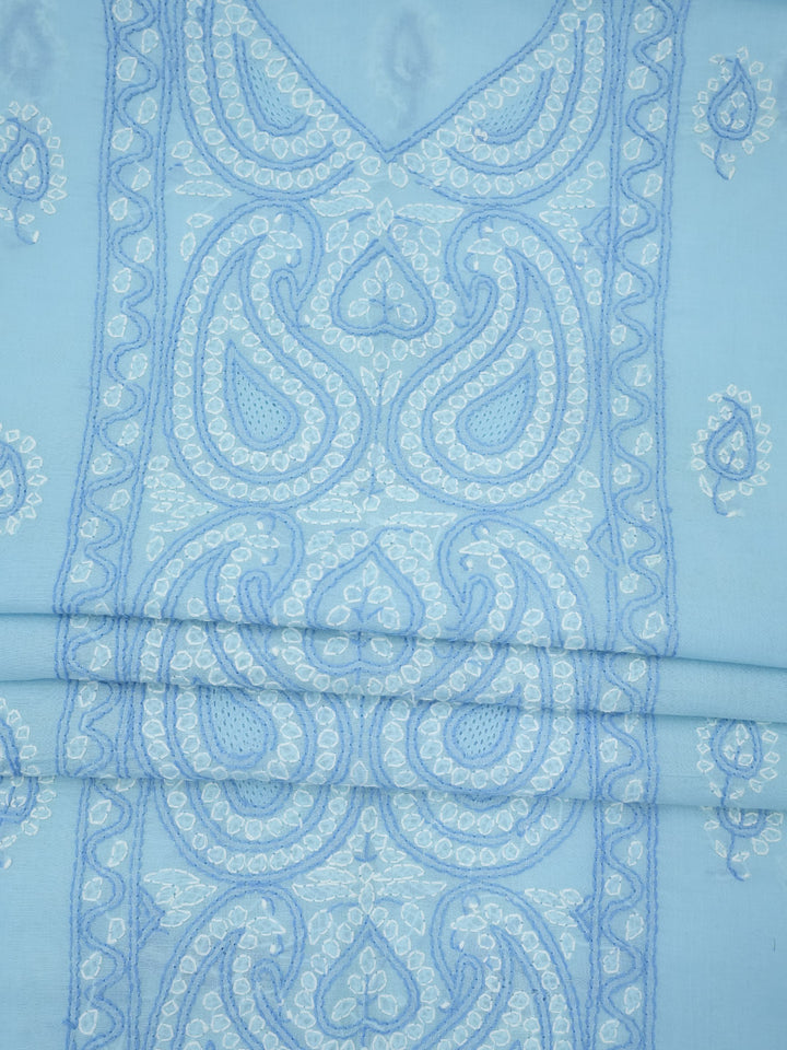 Hand Embroidered Chikankari Cotton Dress Material - PC3856