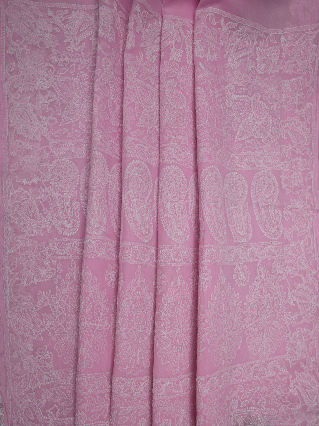 Hand Embroidered Chikankari Cotton Saree PCSAR02 Pink