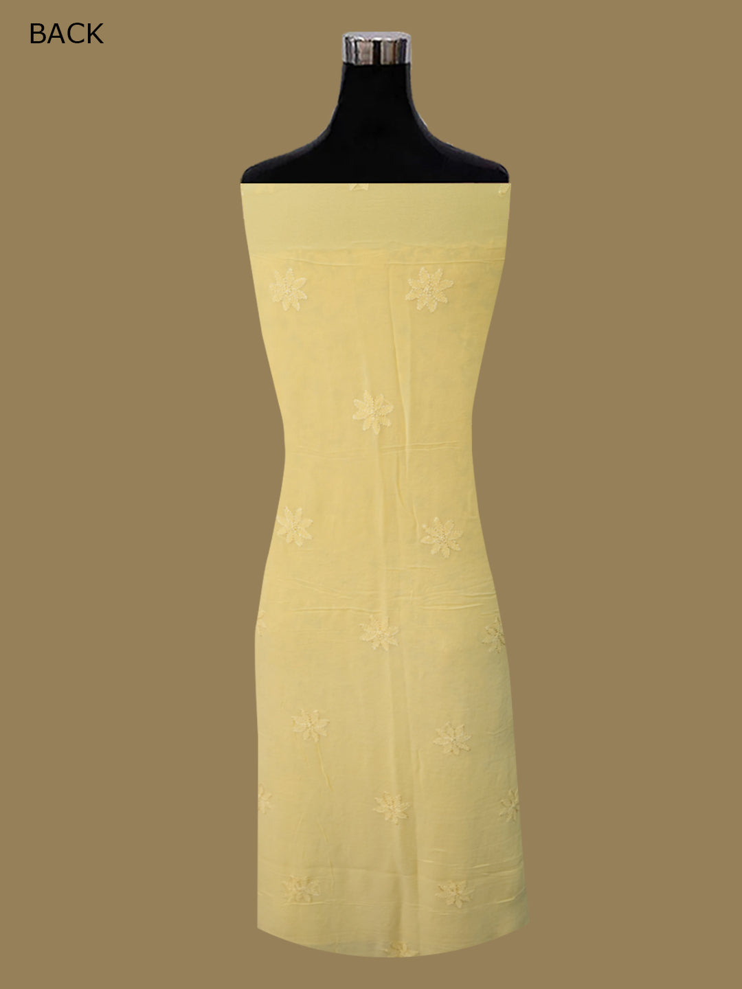Women Hand Embroidered Chikankari Viscose Georgette Kurta Fabric PC4122-YELLOW