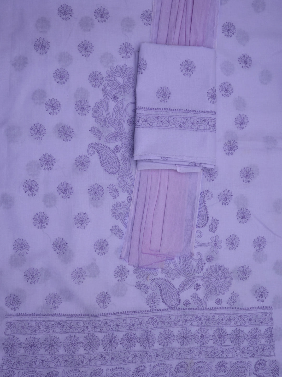 women hand embroidered chikankari cotton dressmaterial PC4120-LIGHTPURPLE27