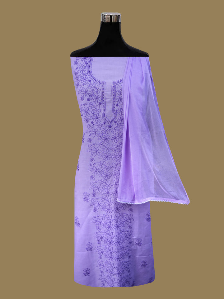 Women Hand Embroidered Chikankari Cotton Dressmaterial PCSCU00406FS-MAUVE