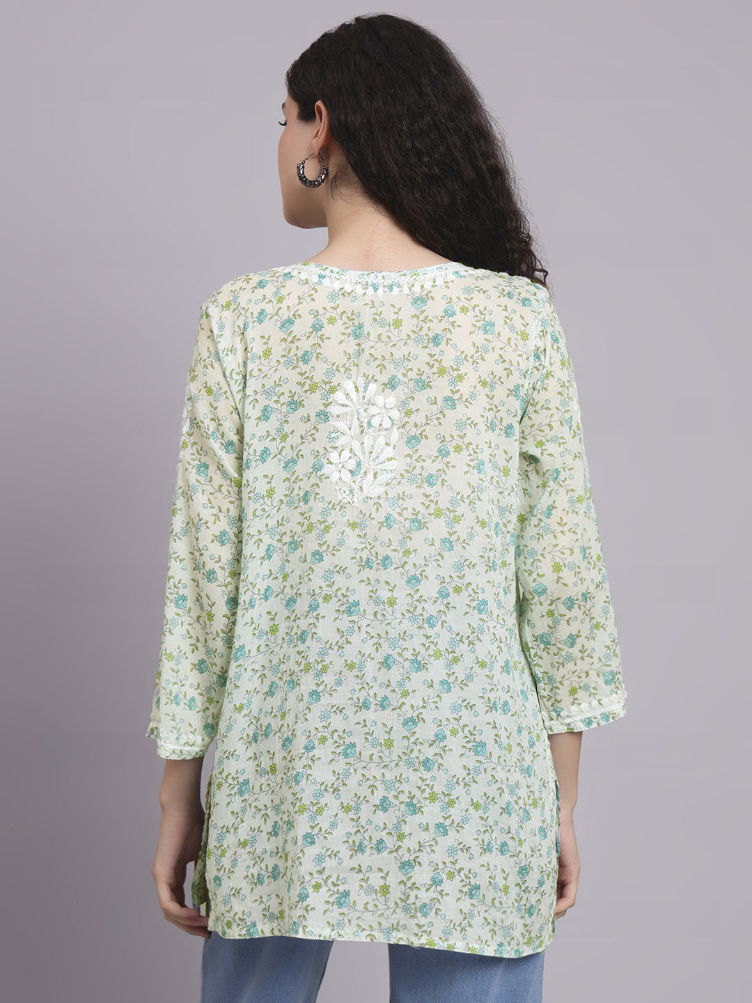 Women Hand Embroidered Chikankari Mulmul Kurti PC4073