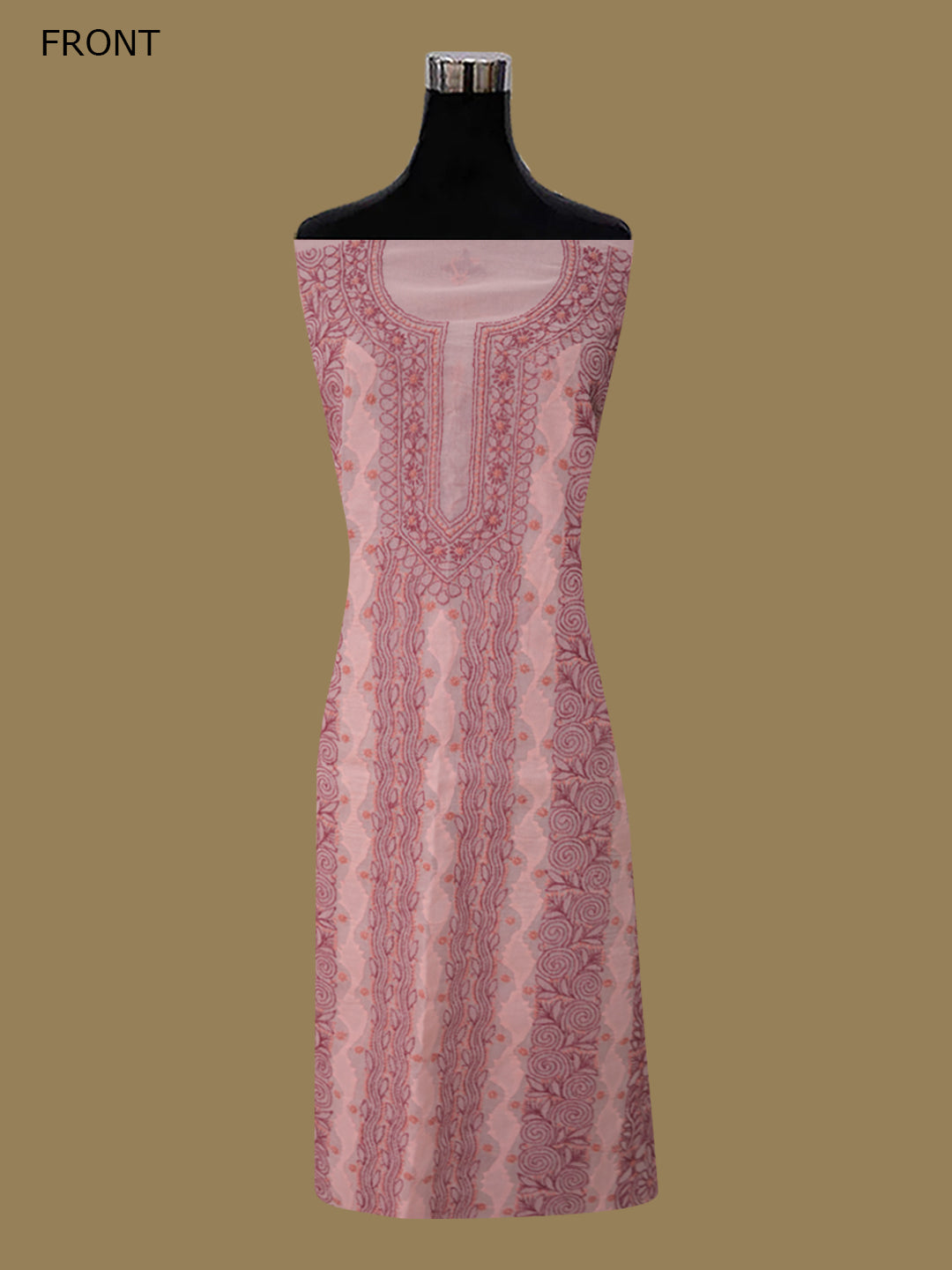 Women Hand Embroidered Chikankari Cotton Dressmaterial PC4120-DUSTYROSE