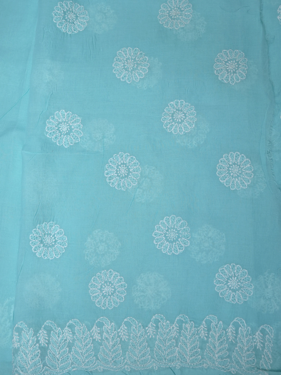 Hand Embroidered Chikankari Cotton Saree PCSAR02 Blue