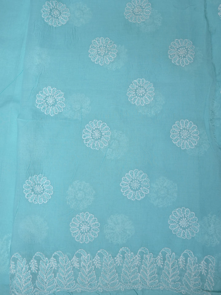Hand Embroidered Chikankari Cotton Saree PCSAR02 Blue
