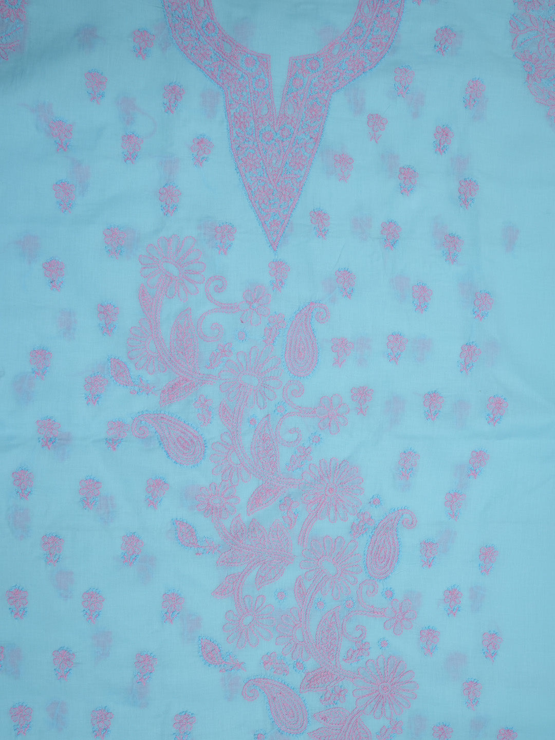 women hand embroidered chikankari cotton dressmaterial PC4120-BLUE16