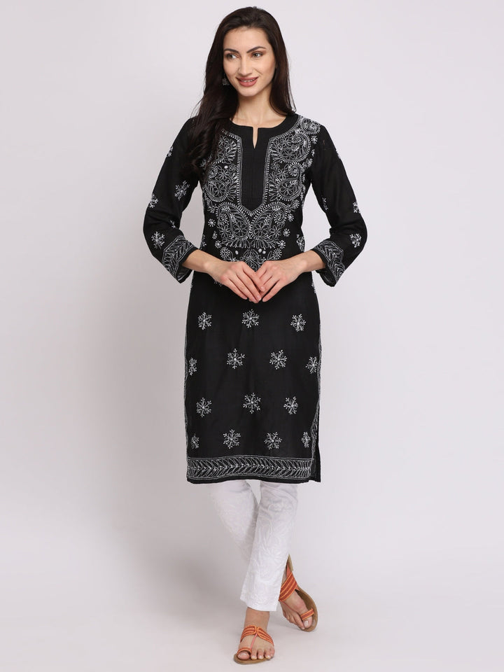 Hand Embroidered Cotton Straight Kurta-PC3435