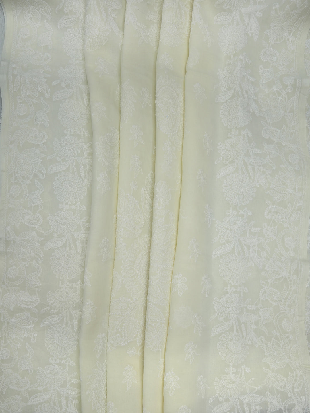 Hand Embroidered Chikankari Cotton Saree PCSAR02 Lemon