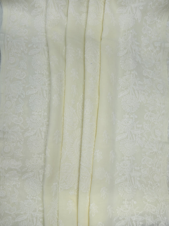 Hand Embroidered Chikankari Cotton Saree PCSAR02 Lemon