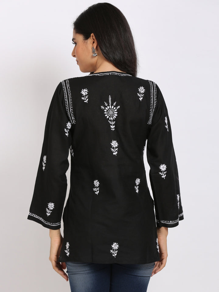 Women Hand Embroidered Chikankari Cotton Kurti-STV115