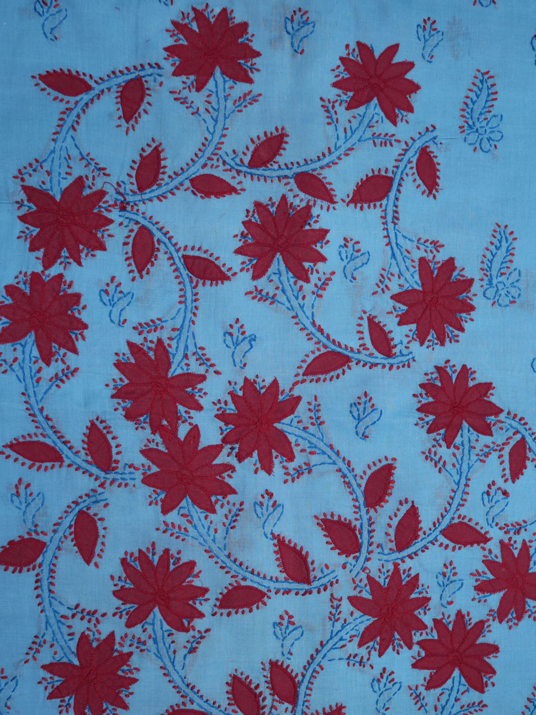 women hand embroidered chikankari cotton dressmaterial PC4120-BLUE32