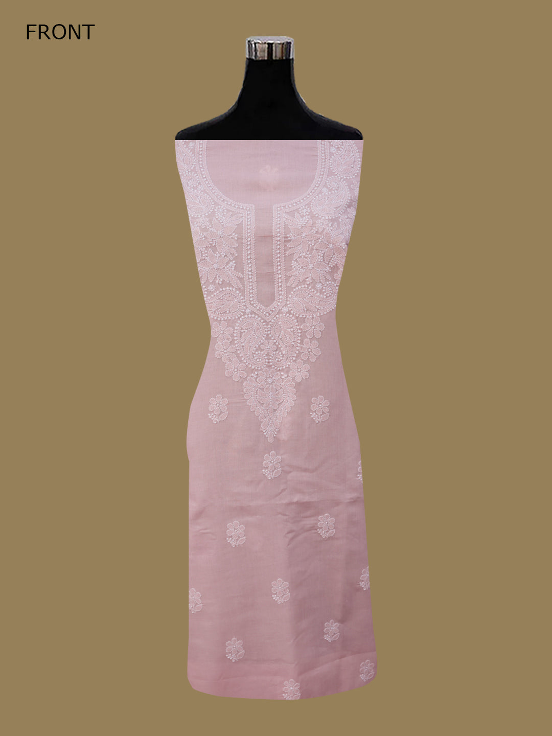 Women Hand Embroidered Chikankari Cotton DressMaterial PCSCU00104FS-LIGHTPEACH