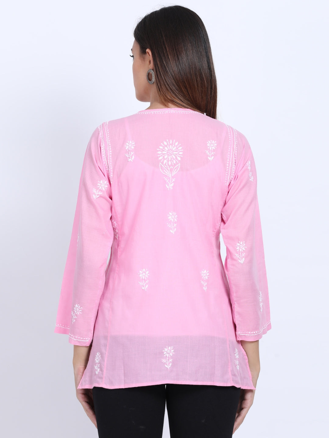 Women Hand Embroidered Chikankari Cotton Kurti-STV115