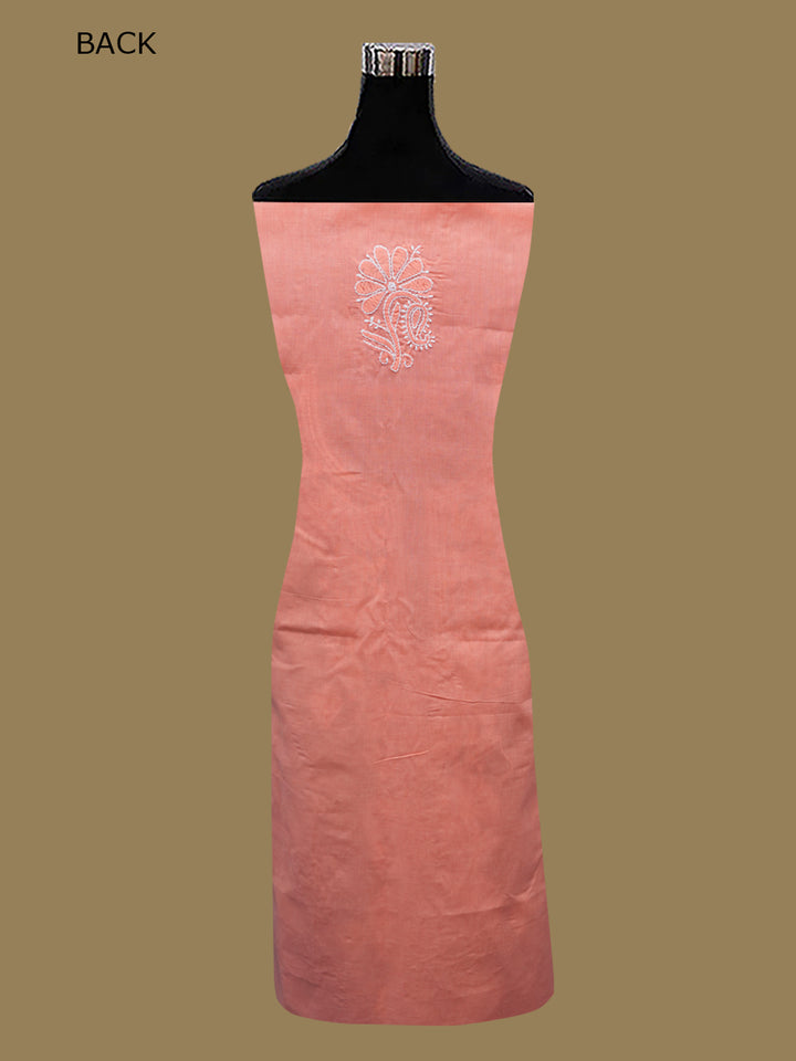 Women Hand Embroidered Chikankari Cotton Dressmaterial PCSCU00104FS-Darkpeach