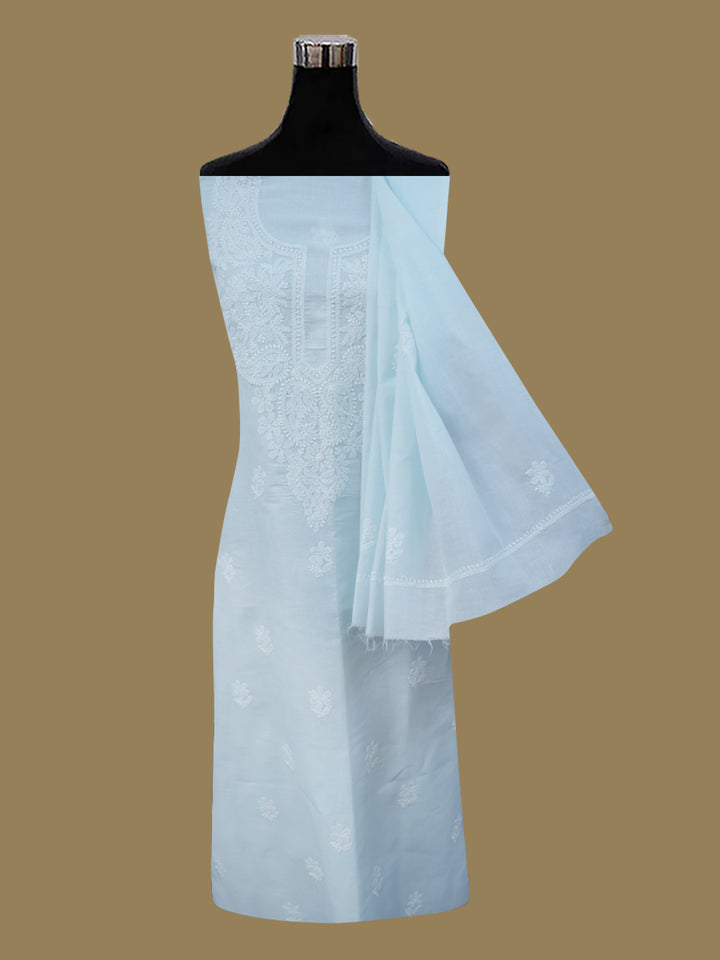 Women Hand Embroidered Chikankari Cotton DressMaterial PCSCU00104FS-SKYBLUE