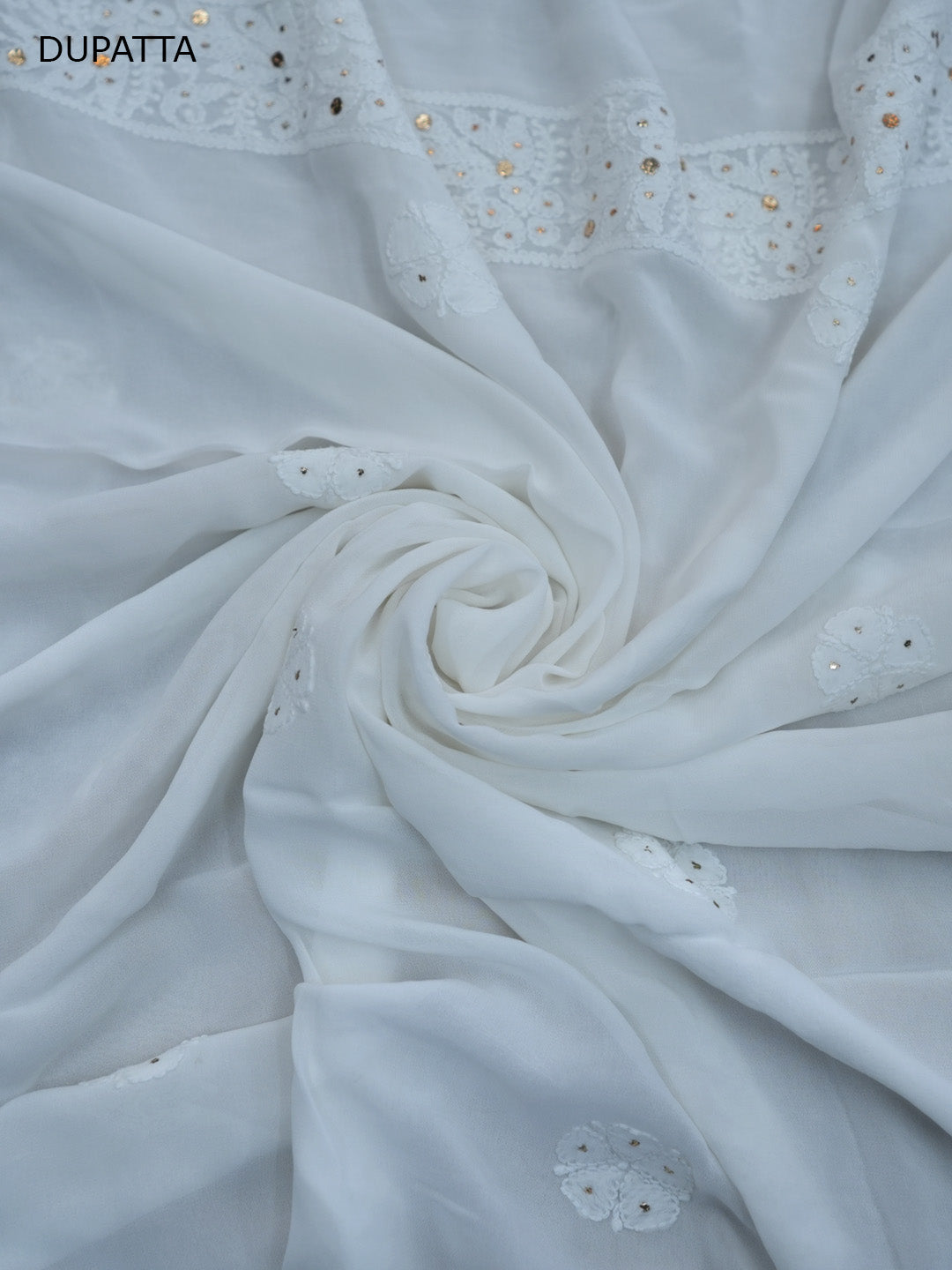 Women Hand Embroidered Chikankari Viscose Georgette Dressmaterial PC4124-WHITE1