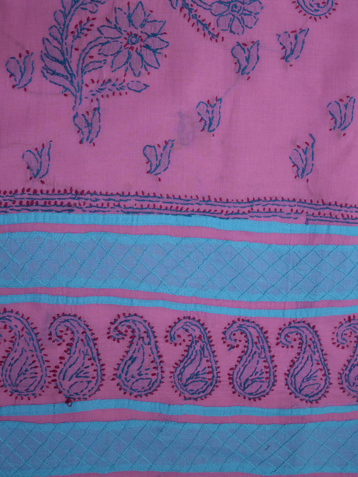 women hand embroidered chikankari cotton dressmaterial PC4120-HOTPINK4