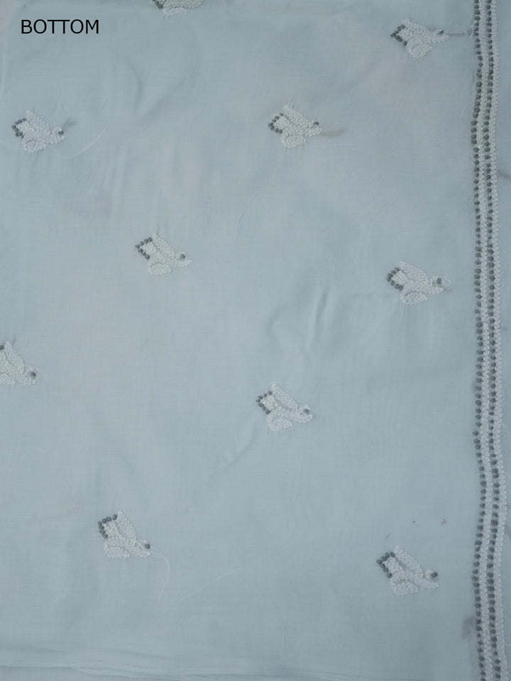Women Hand Embroidered Cotton Chikankari Dress Material PCSCU00104FS-LIGHTGREY