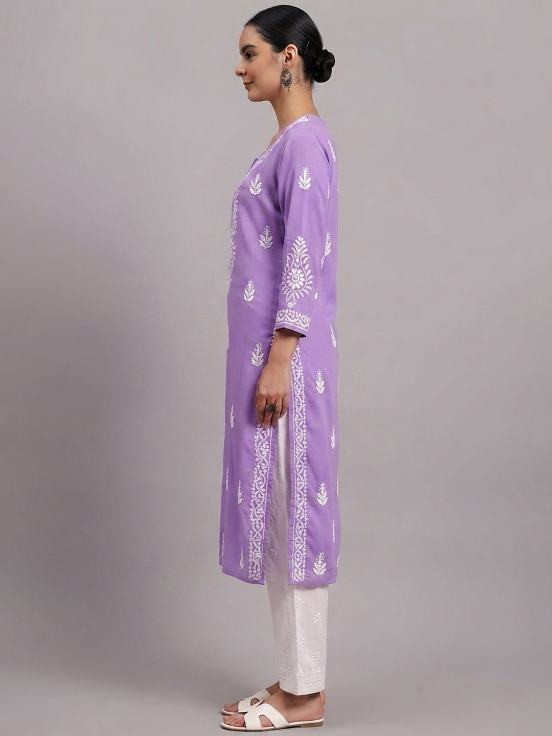 Women Hand Embroidered Chikankari Rayon Kurta PC4076 Purple