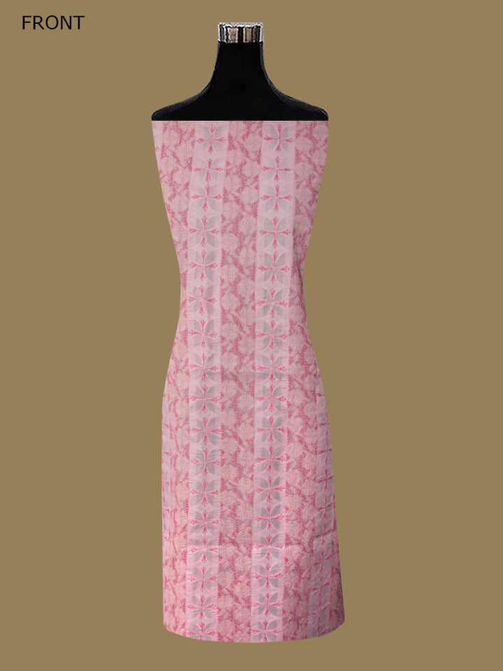 Women Hand Embroidered Chikankari Cotton Dressmaterial PC4120-CORALPINK