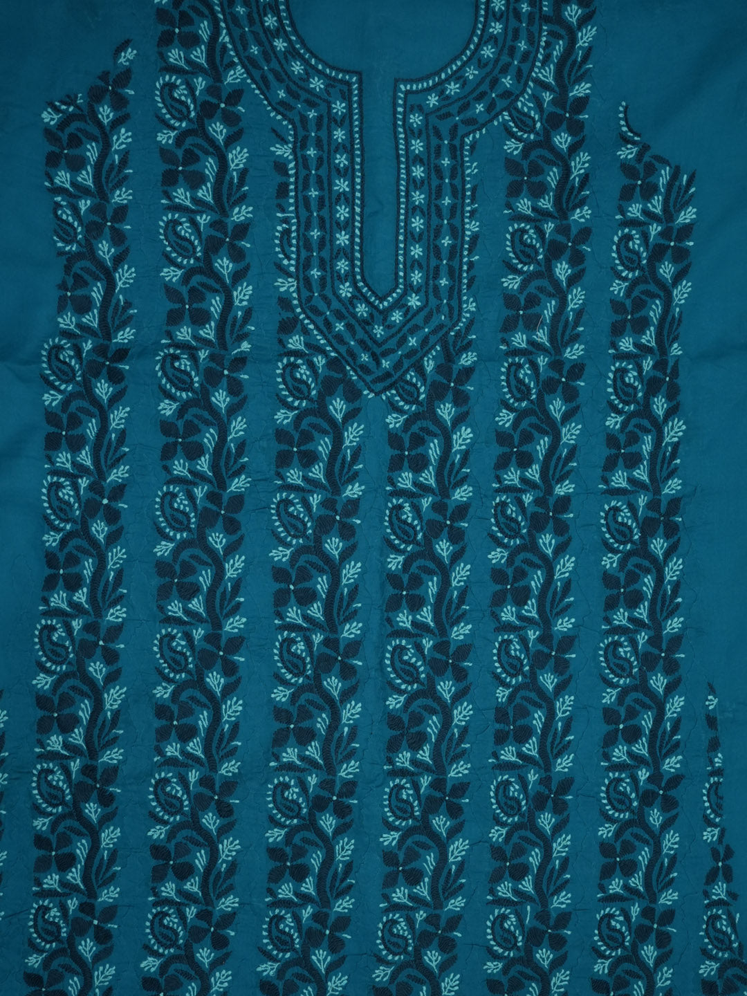 women hand embroidered chikankari cotton dressmaterial PC4120-TEAL8