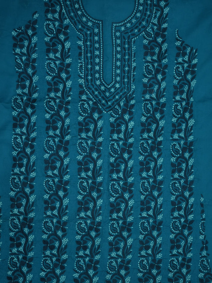 women hand embroidered chikankari cotton dressmaterial PC4120-TEAL8