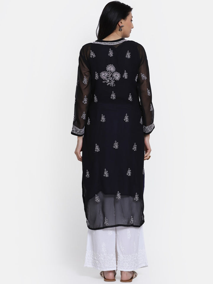 Women Hand Embroidered Chikankari Georgette Straight Kurta with Matching Slip PC3511