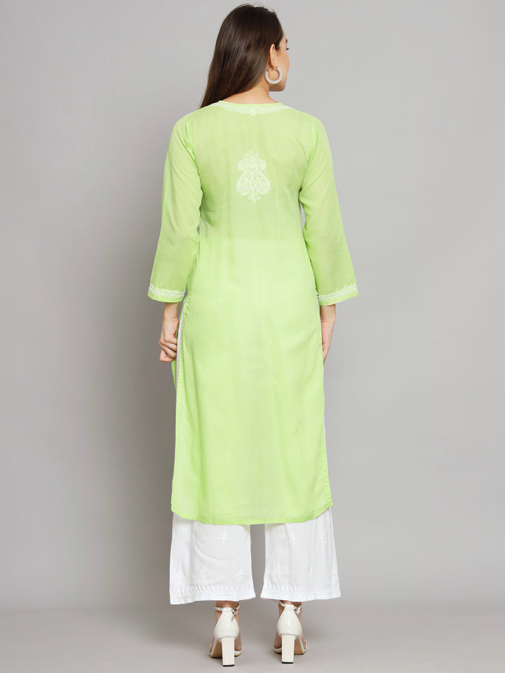 Hand Embroidered Chikankari Cotton Straight Kurta PC3496