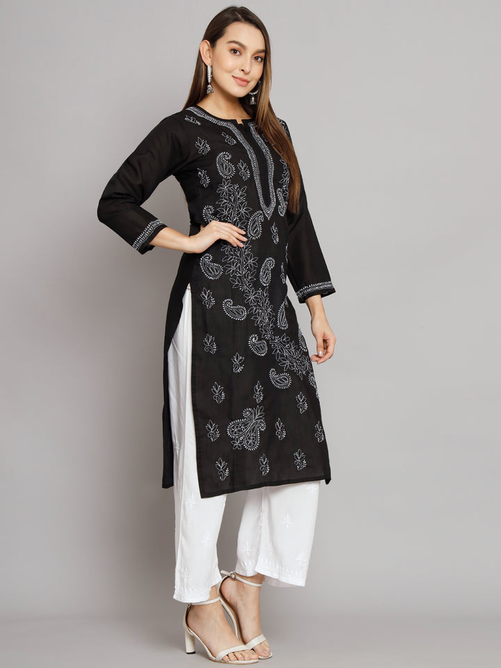 Hand Embroidered Chikankari Cotton Straight Kurta PC3496