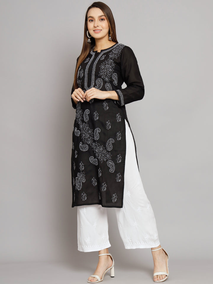 Hand Embroidered Chikankari Cotton Straight Kurta PC3496