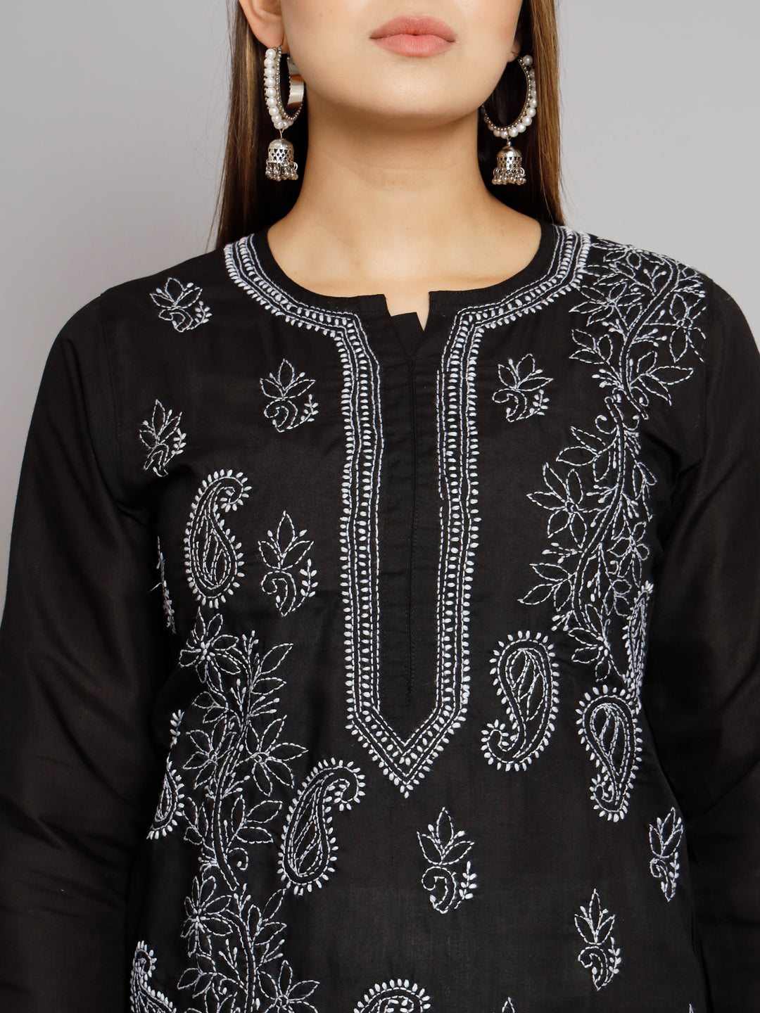 Hand Embroidered Chikankari Cotton Straight Kurta PC3496