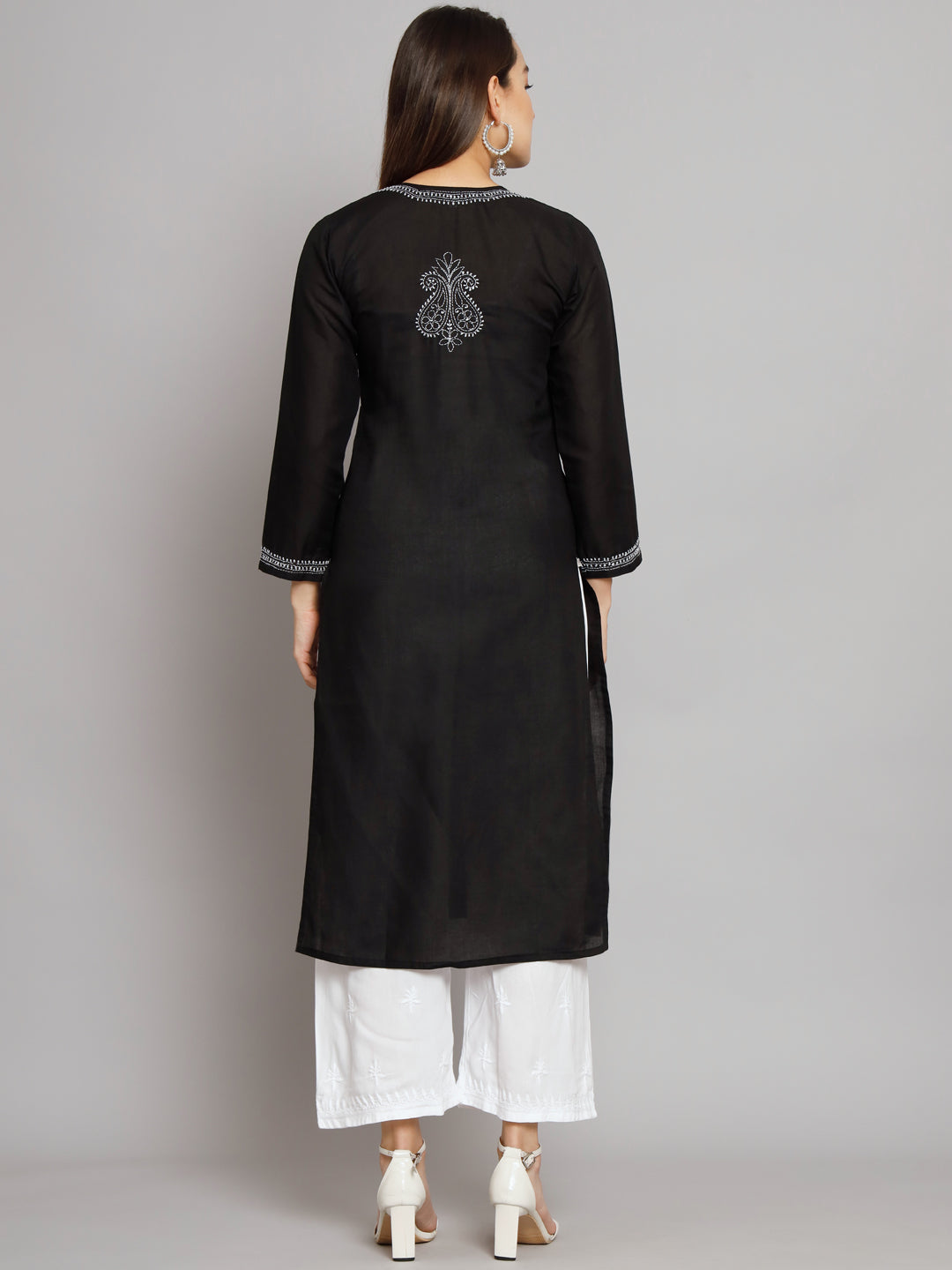 Hand Embroidered Chikankari Cotton Straight Kurta PC3496