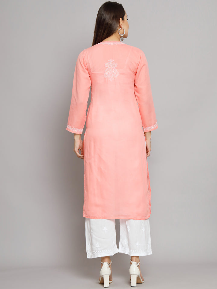 Hand Embroidered Chikankari Cotton Straight Kurta PC3496