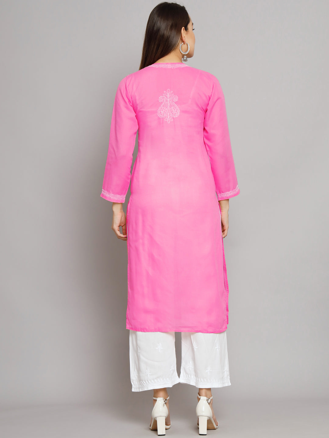 Hand Embroidered Chikankari Cotton Straight Kurta PC3496