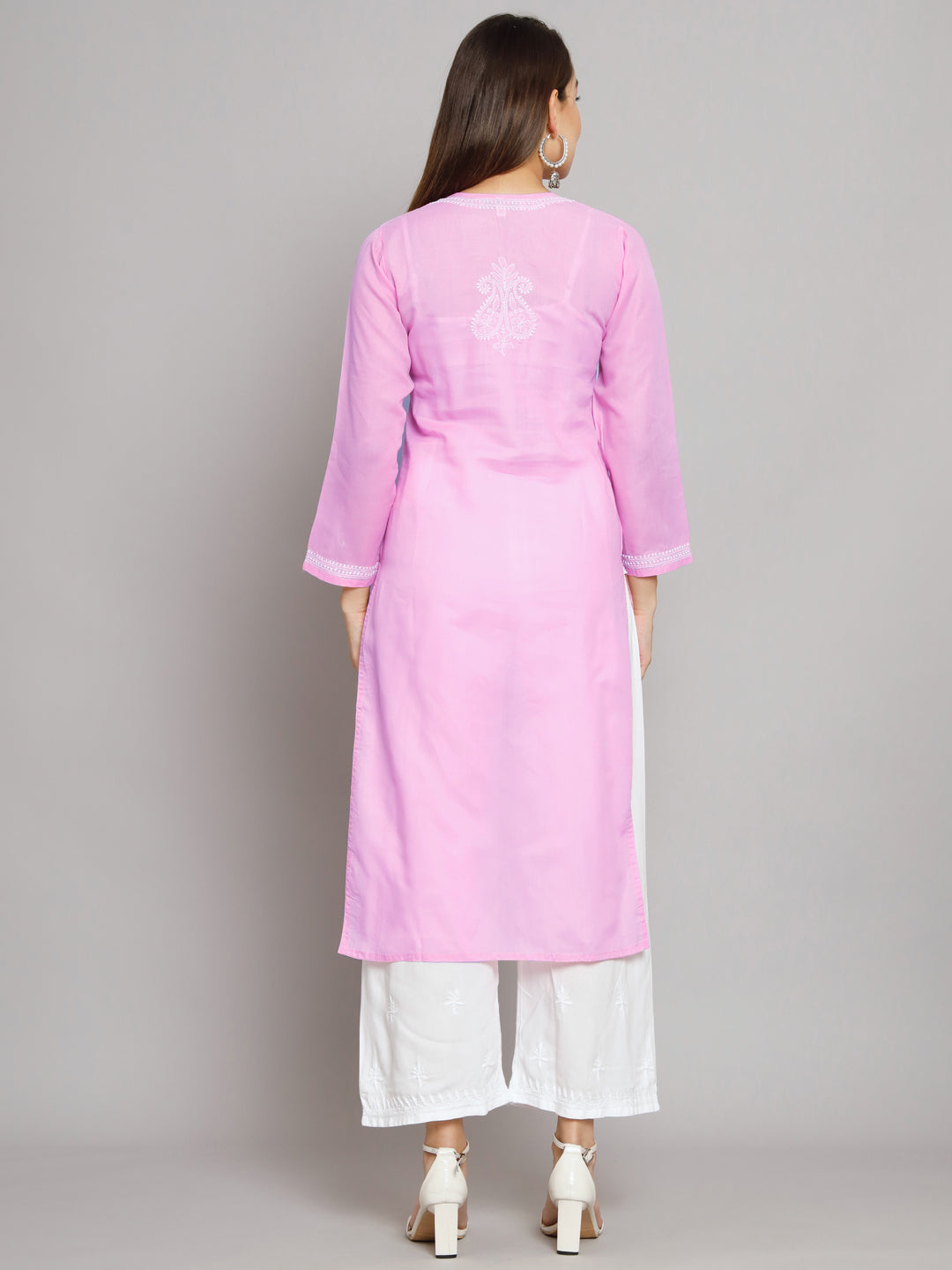 Hand Embroidered Chikankari Cotton Straight Kurta PC3496