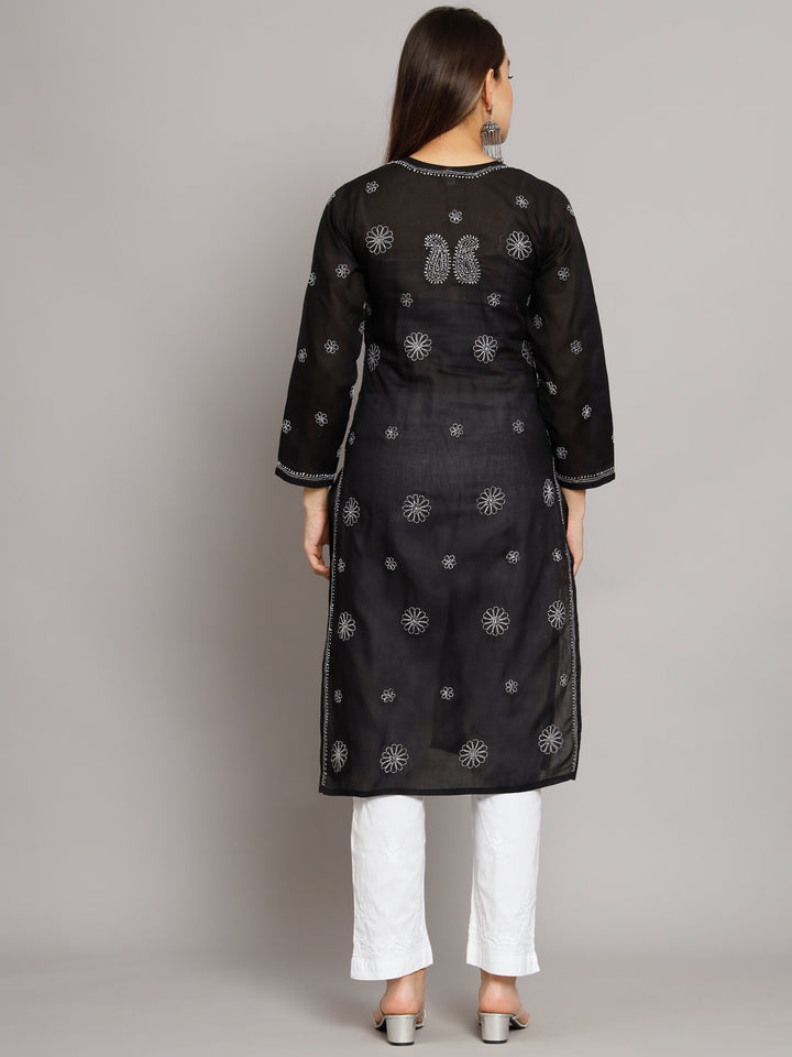 Hand Embroidered Chikankari Cotton Straight Kurta- PC3495